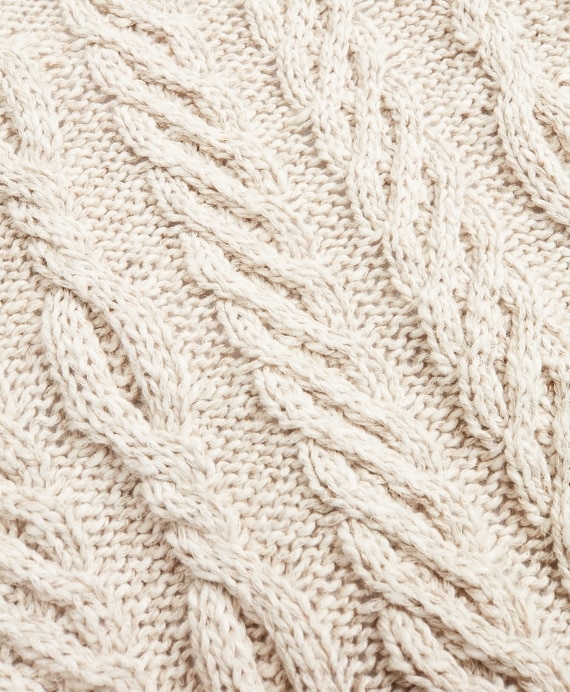 Cotton and Linen Cable Crewneck Sweater