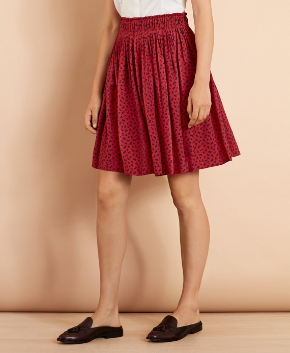 Floral-Print Dobby Pleated Skirt
