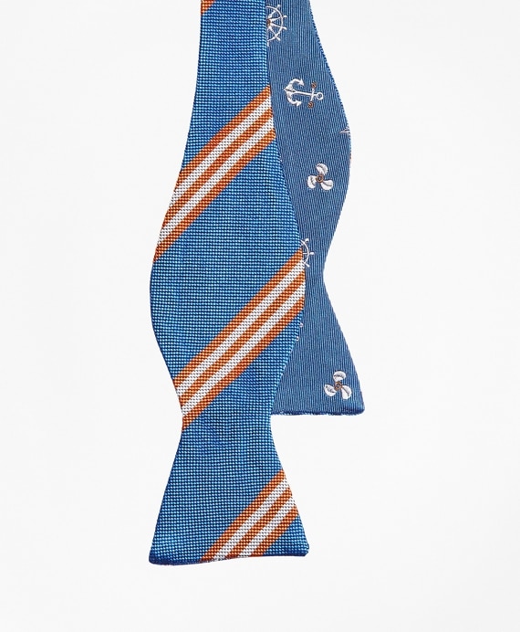 Nautical with Stripe Reversible Bow Tie