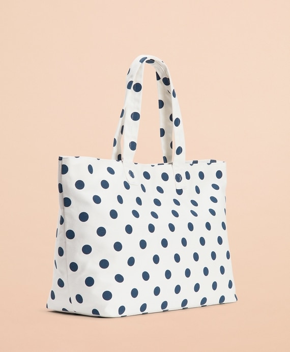 Polka-Dot Canvas Tote Bag