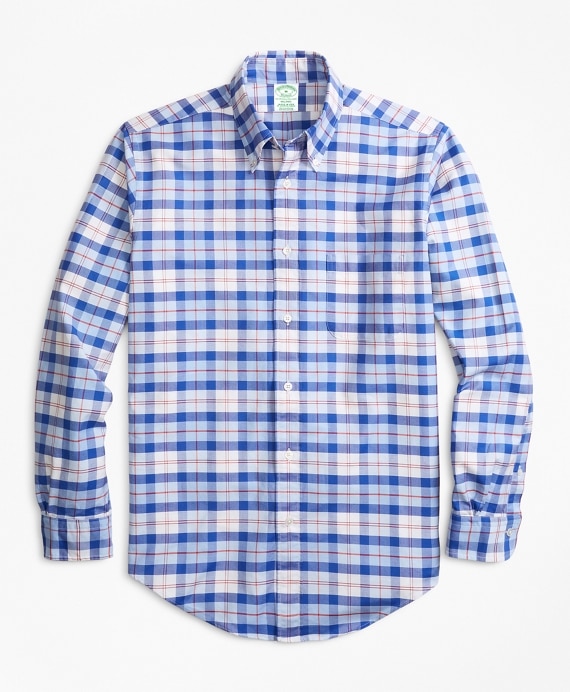 Milano Fit Oxford Blue and Red Plaid Sport Shirt