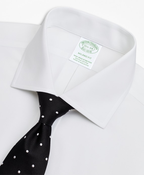Stretch Milano Slim-Fit Dress Shirt, Non-Iron Poplin English Collar