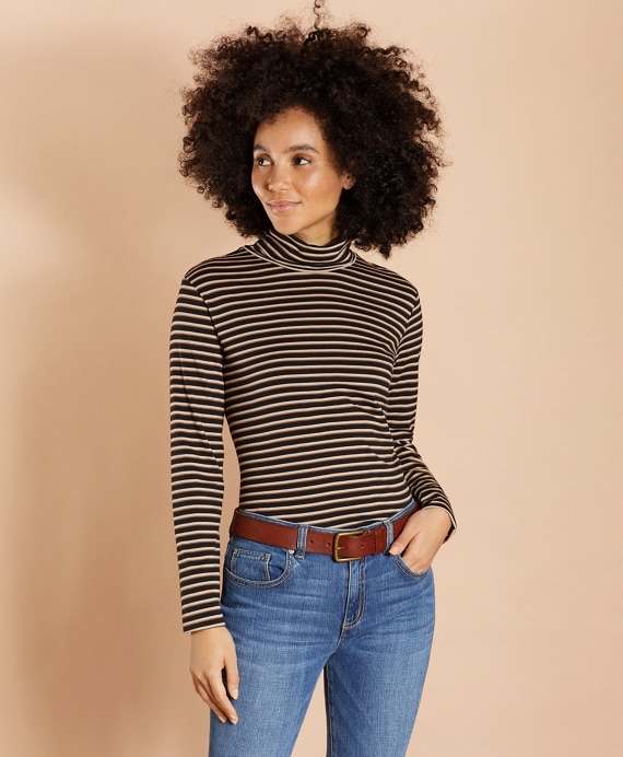 Striped Long-Sleeve Turtleneck