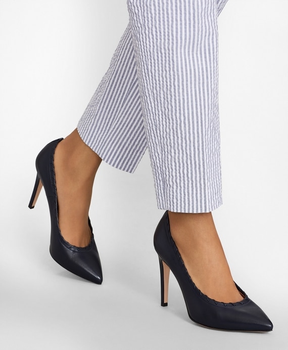 Leather Whipstitch Point-Toe Pumps