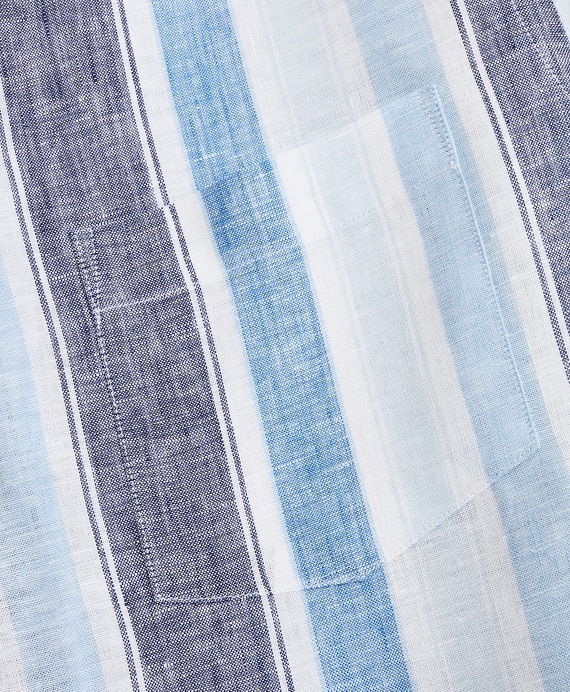 Regent Fitted Sport Shirt, Irish Linen Camp Collar Short-Sleeve Stripe