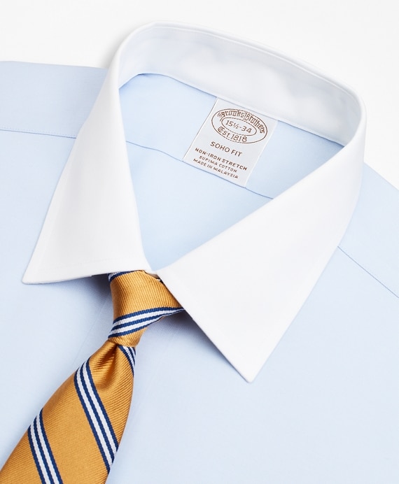 Stretch Soho Extra-Slim-Fit Dress Shirt, Non-Iron Pinpoint Contrast Ainsley Collar French Cuff