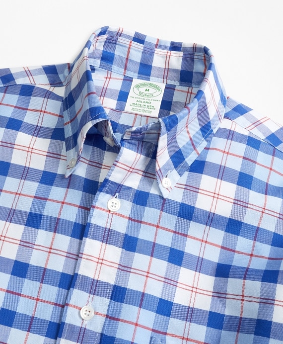 Milano Fit Oxford Blue and Red Plaid Sport Shirt