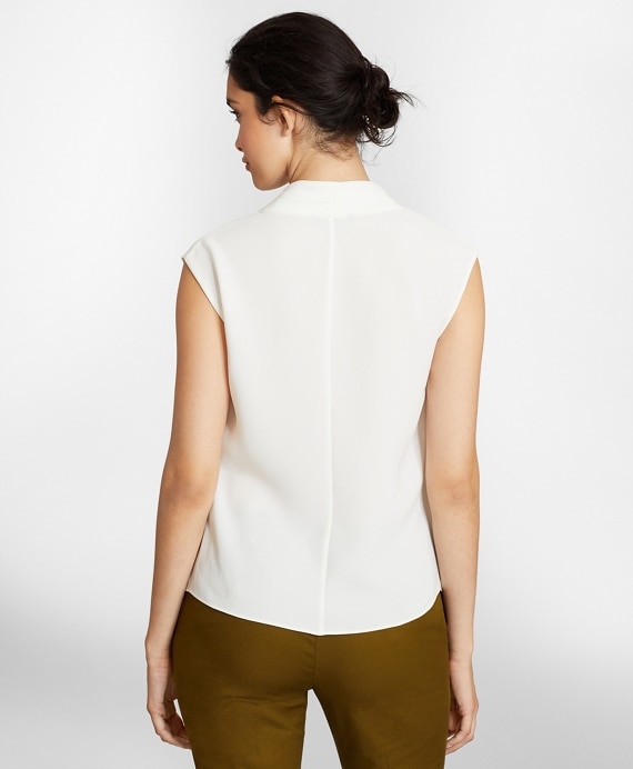 Draped Crepe Faux-Wrap Blouse