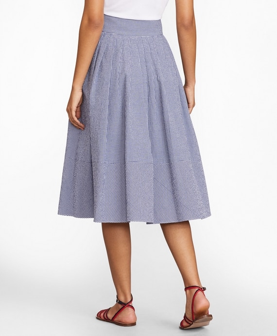 Gingham Seersucker Pleated Skirt