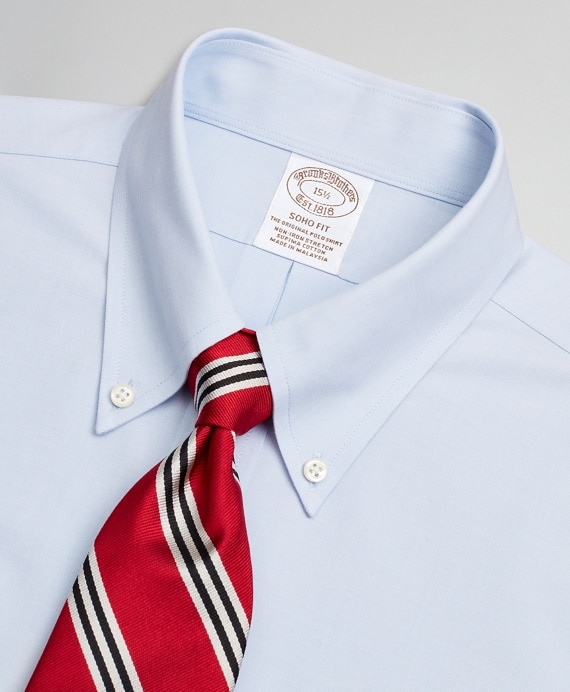 Stretch Soho Extra-Slim-Fit Dress Shirt, Non-Iron Poplin End-on-End Short-Sleeve