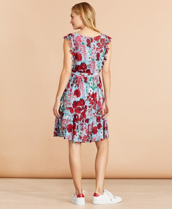 Floral-Print Flounced Dress