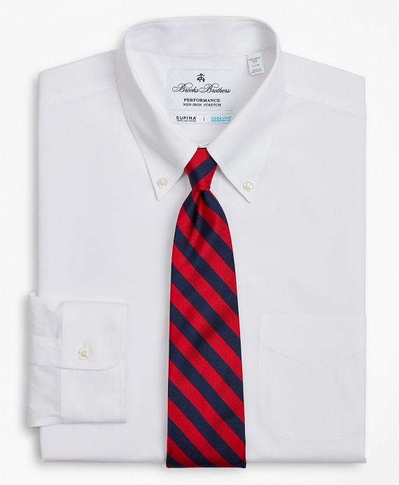 Milano Slim Fit Dress Shirt, Performance Non-Iron with COOLMAX®, Button-Down Collar Twill