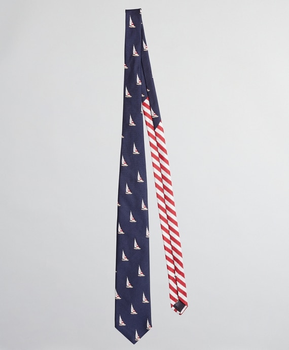 Sailboat and Stripe Tie