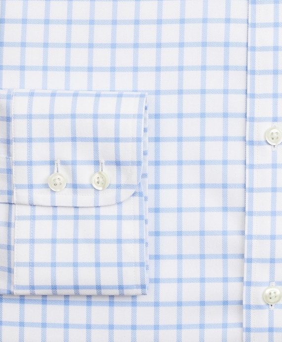 Stretch Regent Fitted Dress Shirt, Non-Iron Twill Button-Down Collar Grid Check