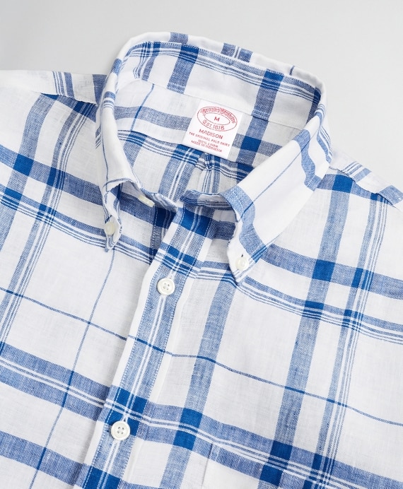 Madison Classic-Fit Sport Shirt, Irish Linen Plaid