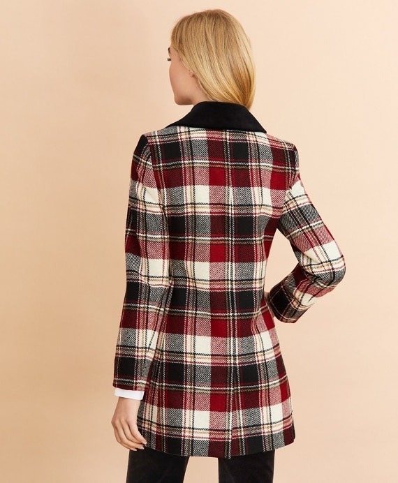 Plaid Wool Twill Long Jacket