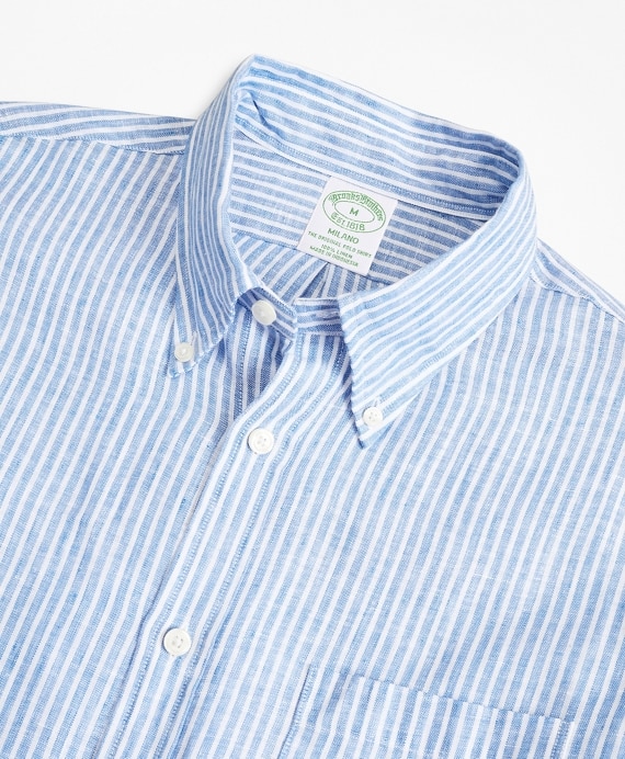Milano Slim-Fit Sport Shirt, Irish Linen Stripe