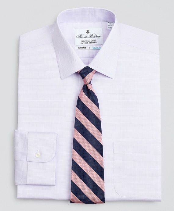 Regent Fitted Dress Shirt, Performance Non-Iron with COOLMAX®, Ainsley Collar Twill Check