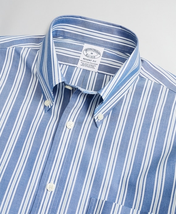 Stretch Regent Fitted Sport Shirt, Non-Iron Awning Stripe