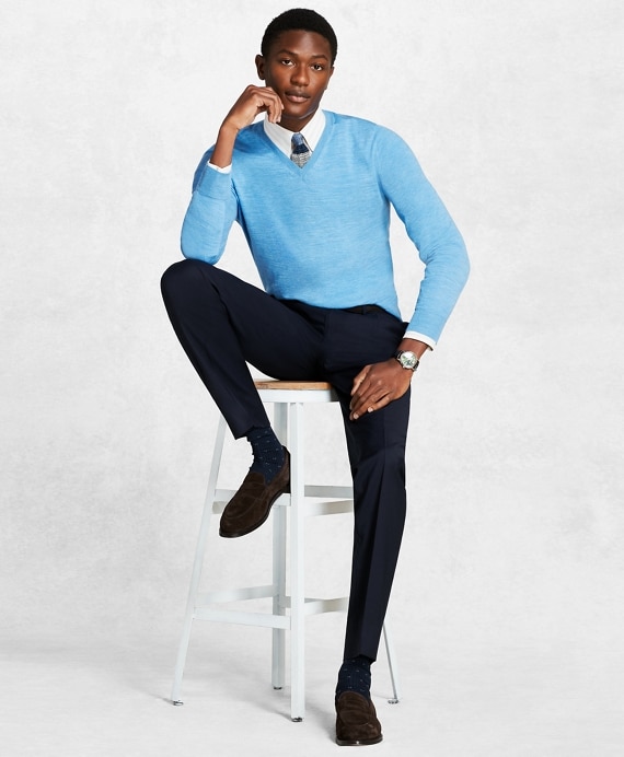 Golden Fleece® 3-D Knit Fine-Gauge Merino V-Neck Sweater