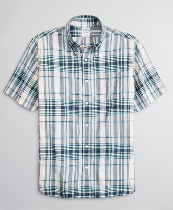 Regent Fitted Sport Shirt, Pink Madras Short-Sleeve