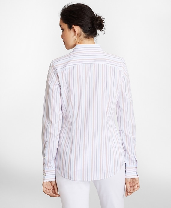 Petite Non-Iron Tailored-Fit Striped Supima® Cotton Dobby Shirt