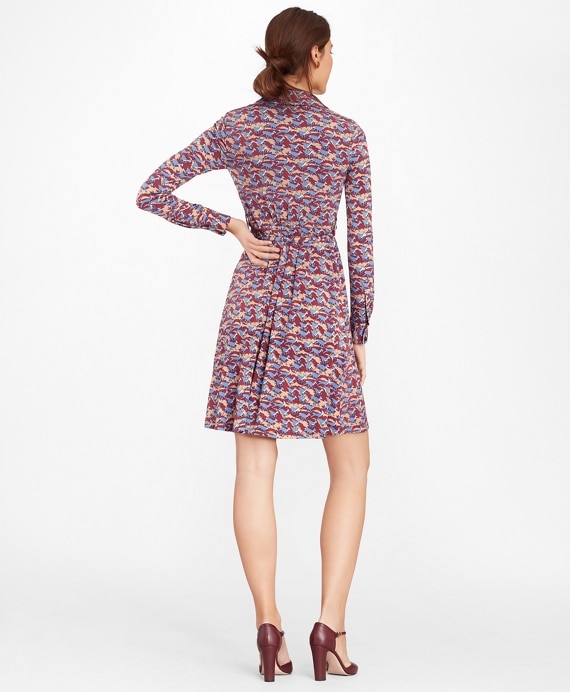 Deer-Print Jersey Faux Wrap Dress