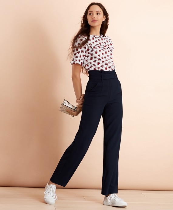 Crepe High-Rise Wide-Leg Pants