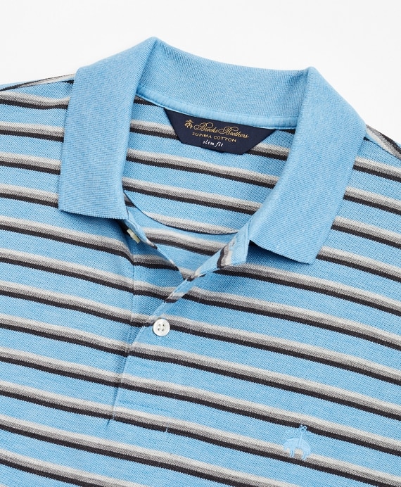 Slim Fit Heathered Stripe Polo Shirt
