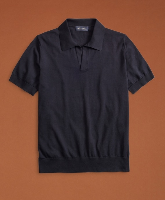 Golden Fleece® 3-D Knit Fine-Gauge Buttonless Sea Island Cotton Polo Sweater