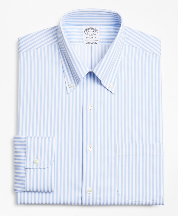 Stretch Regent Fitted Dress Shirt, Non-Iron Twill Button-Down Collar Bold Stripe
