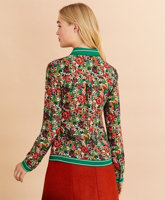 Floral-Print Crepe Blouse