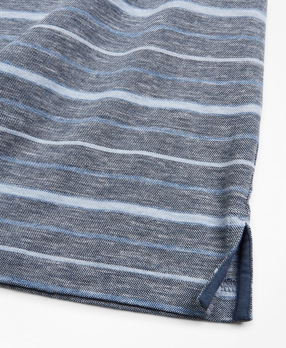 Slim Fit Cotton and Linen Stripe Polo Shirt