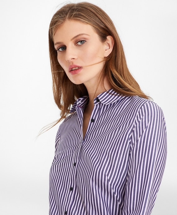 Non-Iron Striped Supima® Cotton Fitted Shirt
