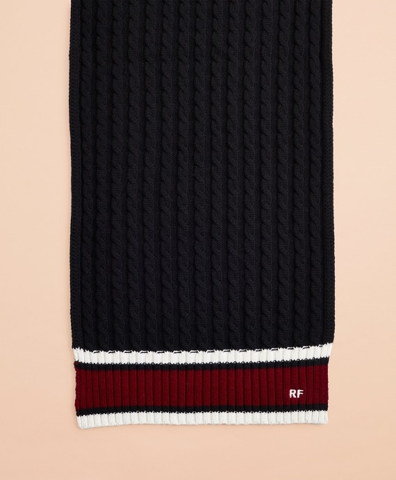 Striped Cable-Knit Wool-Cotton Scarf