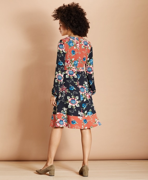 Floral-Print Satin Dress