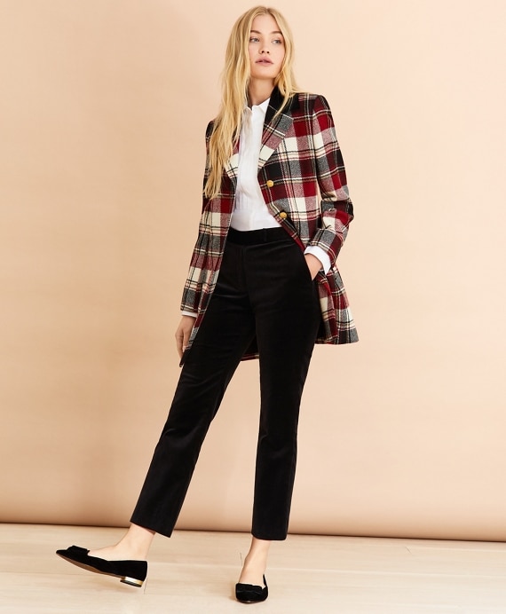 Plaid Wool Twill Long Jacket