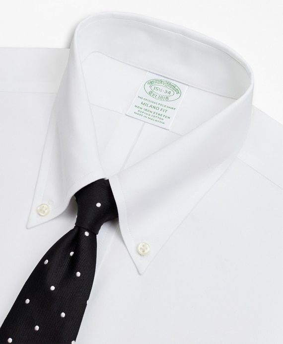 Stretch Milano Slim-Fit Dress Shirt, Non-Iron Poplin Button-Down Collar