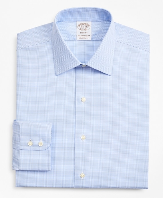 Stretch Soho Extra-Slim-Fit Dress Shirt, Non-Iron Royal Oxford Ainsley Collar Glen Plaid