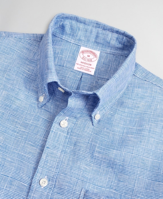 Madison Classic-Fit Sport Shirt, Irish Linen Glen Plaid