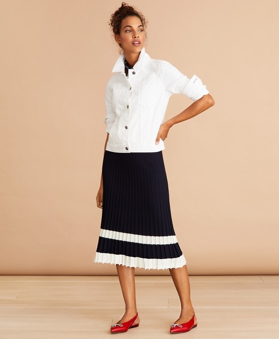 Pleated Sweater Midi Skirt