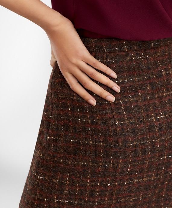 Checked Boucle Tweed A-Line Skirt