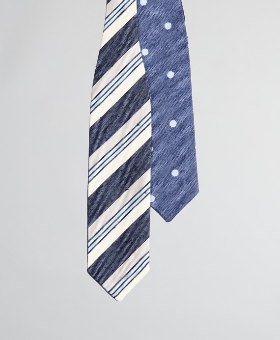 Textured Variegated Stripe and Dot Pointed End Bow Tie