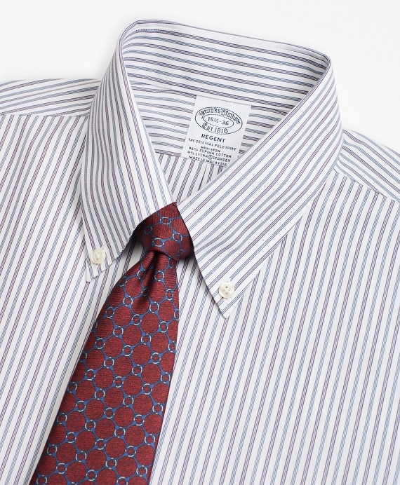 Stretch Regent Fitted Dress Shirt, Non-Iron Alternating Triple Stripe