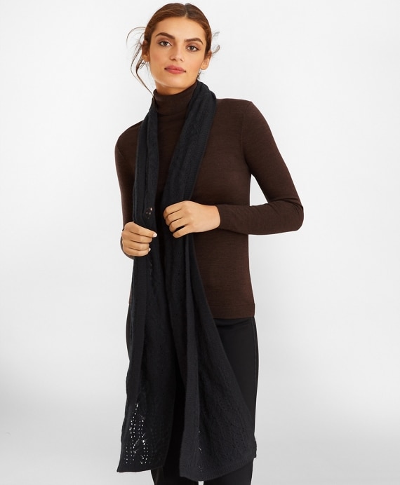 Pointelle Cable-Knit Cashmere Scarf