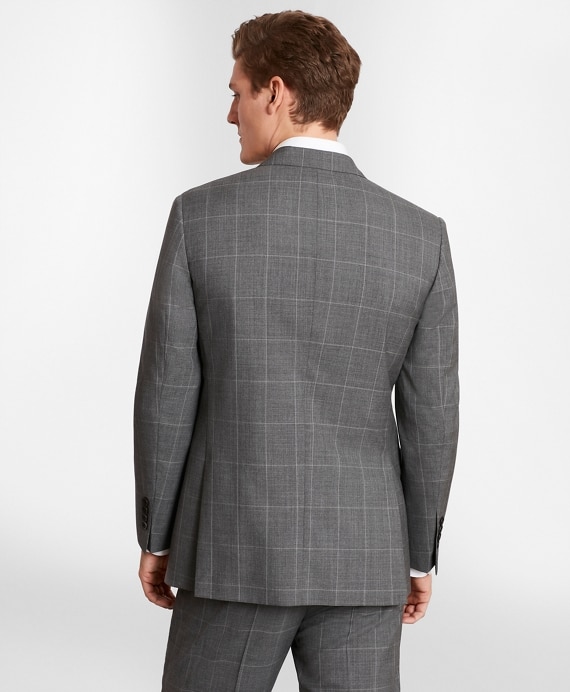 BrooksGate™ Milano-Fit Windowpane Wool Suit Jacket