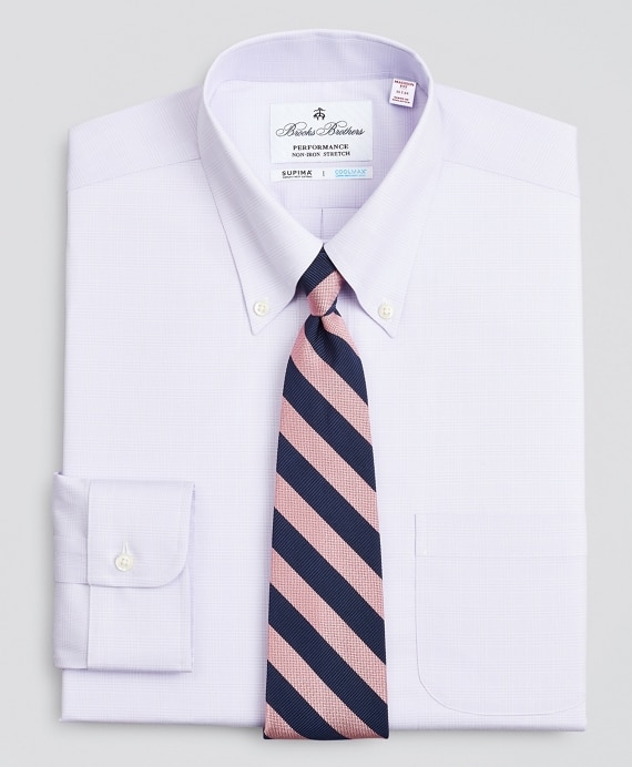 Madison Classic-Fit Dress Shirt, Performance Non-Iron with COOLMAX®, Button-Down Collar Twill Check