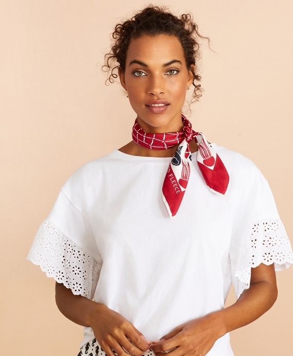 Nautical-Print Silk Square Scarf