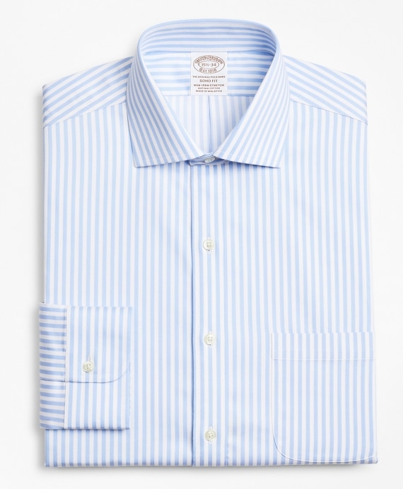 Stretch Soho Extra-Slim-Fit Dress Shirt, Non-Iron Twill English Collar Bold Stripe
