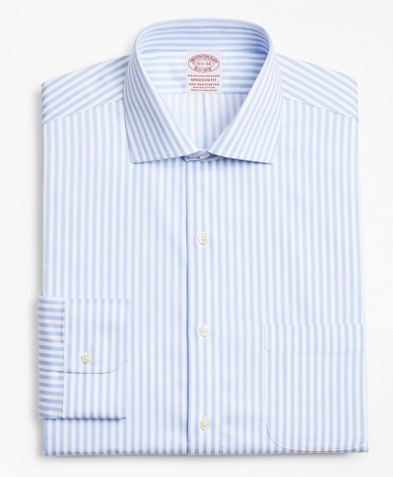 Stretch Madison Classic-Fit Dress Shirt, Non-Iron Twill English Collar Bold Stripe